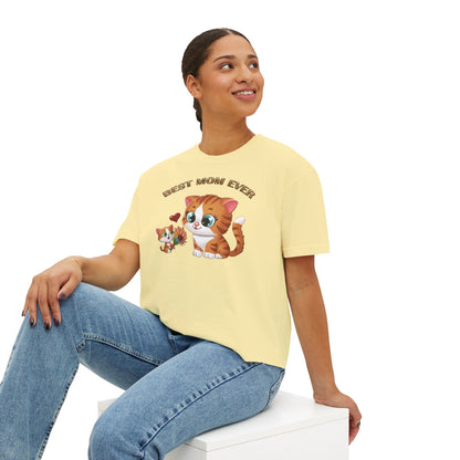 Women's Boxy Tee - Cute Cat Design, Perfect Gift for Mom