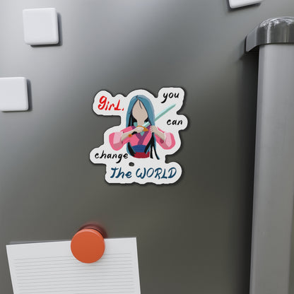 Empowering Girl Power Die-Cut Magnets | Inspirational Decor, Gift for Students, Motivational Sticker, Cute Office Decor