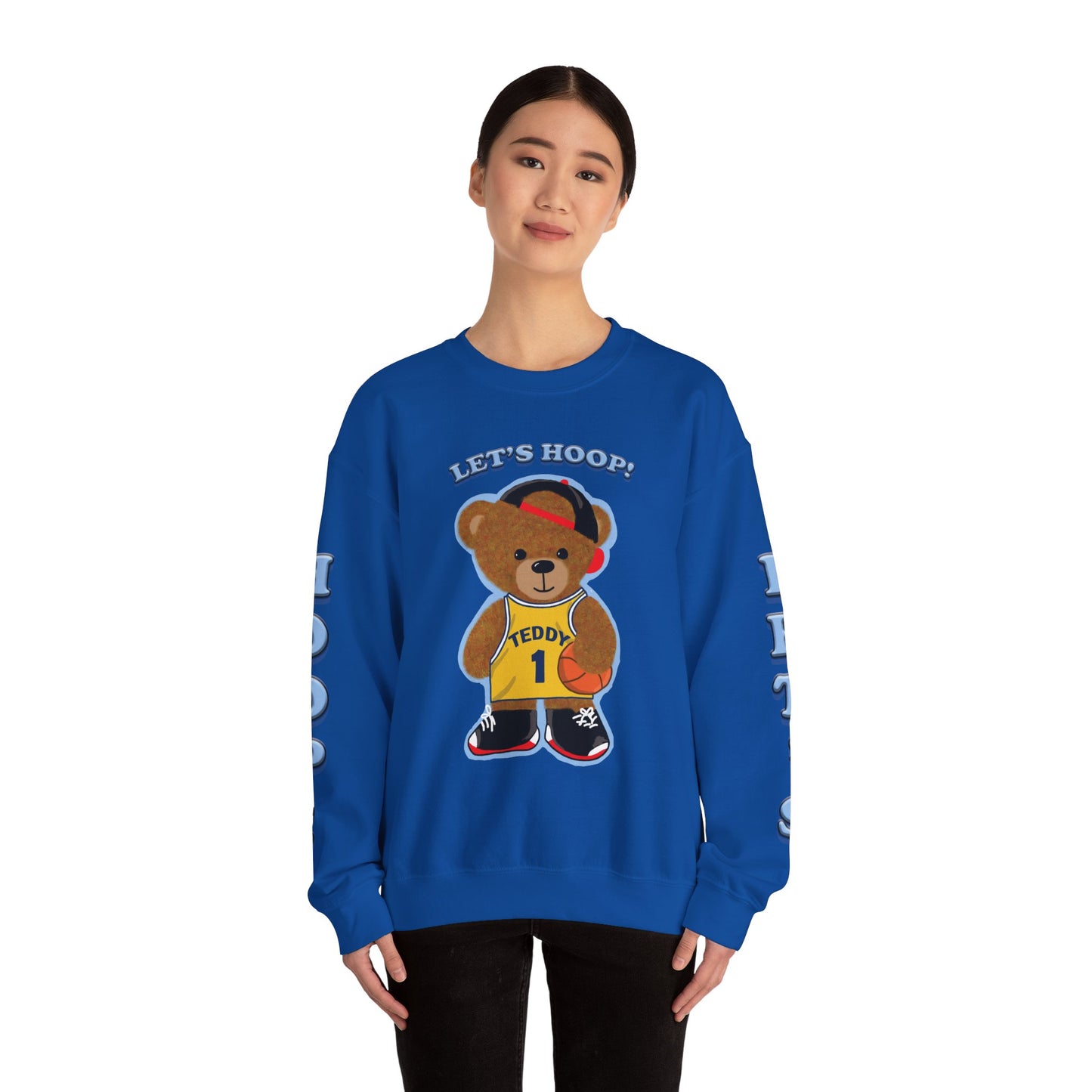 Basketball Teddy Bear Sweatshirt, Cute Athleisure, Kid's Fashion, Sports Gift, Cozy Unisex Crewneck