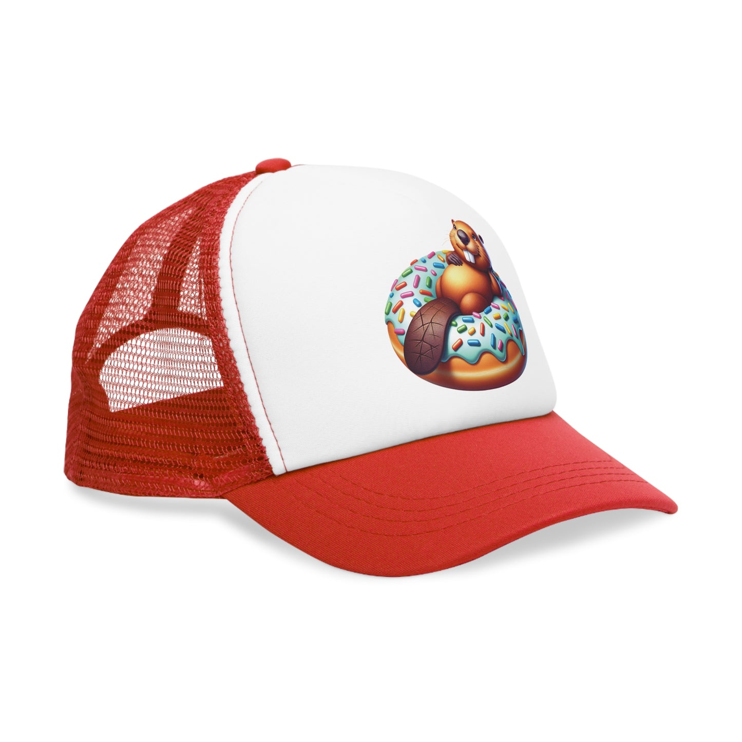 Mesh Cap - Beaver Laying on a Donut