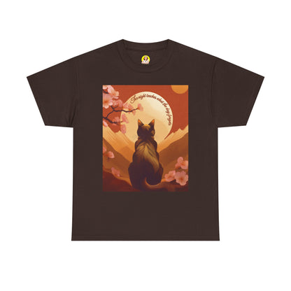 Cat Lover's Sunset Tee, Unisex Heavy Cotton Shirt, Gift for Cat Owners, Pet Lover Apparel, Cute Graphic Tee, Nature Inspired Design